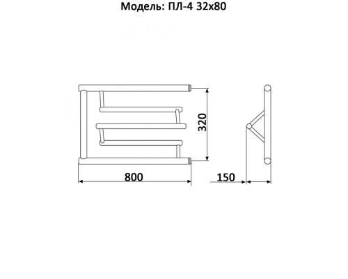 Полотенцесушитель Водяной Nika ПЛ4 32х80 1027-343