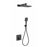 Душевая система с термостатом встраиваемая Wonzon&Woghand, Черный матовый