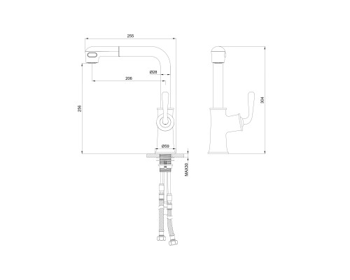 Смеситель для кухни с выдвижным изливом Wonzon&Woghand, Хром