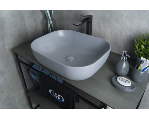 Серая матовая керамическая раковина Gid Gm1302