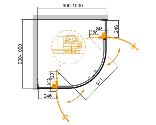 Душевой уголок Cezares Silder 100х100 SLIDER-R-2-90/100-C-Cr Хром