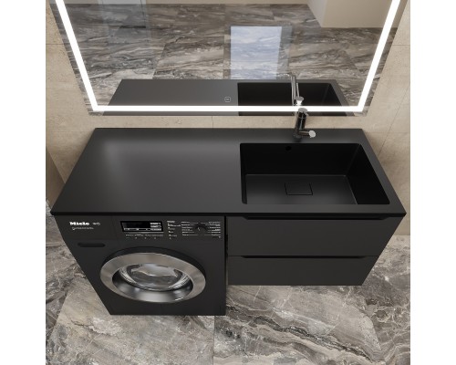 Раковина над стиральной машиной Uperwood Cosmos Quartz 120 см, правая, крыло слева, уголь