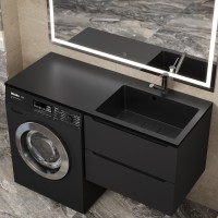Раковина над стиральной машиной Uperwood Cosmos Quartz 120 см, правая, крыло слева, уголь