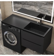 Раковина над стиральной машиной Uperwood Cosmos Quartz 120 см, правая, крыло слева, уголь
