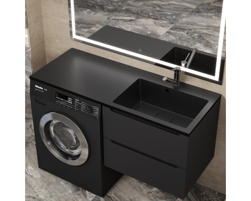 Раковина над стиральной машиной Uperwood Cosmos Quartz 120 см, правая, крыло слева, уголь
