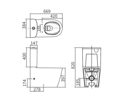 Бачок керамический Arrow AS8231D белый