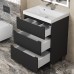 Тумба под раковину 60 см, Uperwood Tanos, напольная, черная, 3 ящика