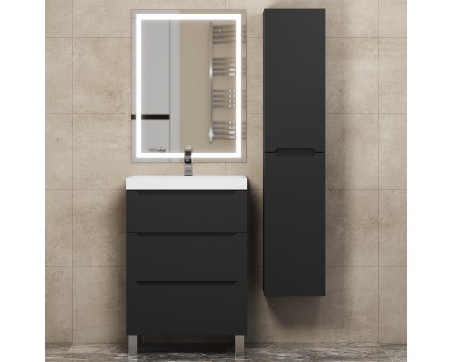 Тумба под раковину 60 см, Uperwood Tanos, напольная, черная, 3 ящика