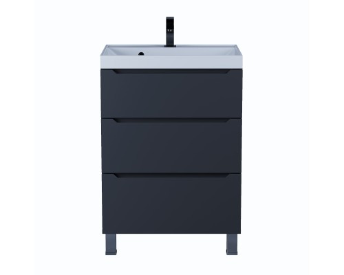 Тумба под раковину 60 см, Uperwood Tanos, напольная, черная, 3 ящика