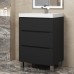 Тумба под раковину 60 см, Uperwood Tanos, напольная, черная, 3 ящика