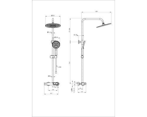 Душевая система с термостатом Wonzon&Woghand, Черный матовый