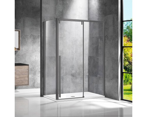 Душевой уголок Vincea Lugano, 120x100, вороненая сталь, стекло прозрачное