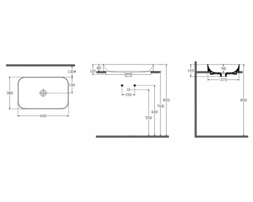 Раковина ISVEA Sott'Aqua накладная 600x380x120 белый глянцевый 10SQ50060SV