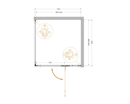 Душевой уголок Cezares Liner 90x90 R LINER-A-1-90-C-Cr-R профиль Хром стекло прозрачное