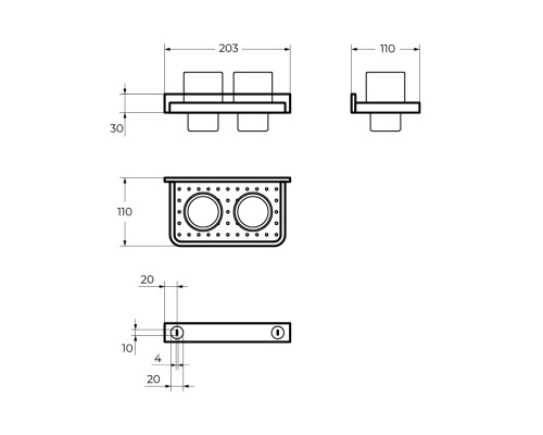 Стакан для зубных щеток Cezares Maxima CZR-F-8920A двойной Хром
