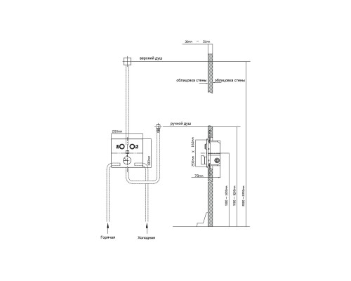 Душевой комплект Vincea VSFW-421I4MB встраиваемый, двухрежимный, черный
