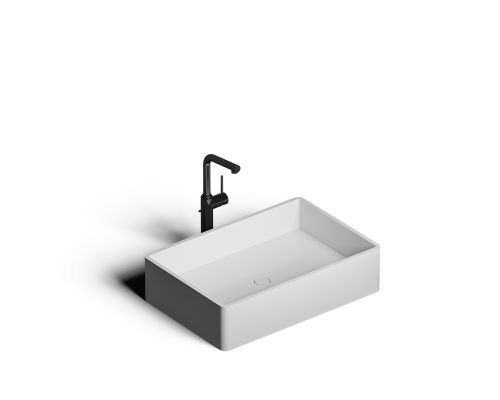 Накладная раковина-чаша из искусственного камня Monblan Qubic 600х400х115 цвет белый матовый