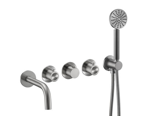 Смеситель термостатический для ванны встраиваемый Benesque Lumiere 11011402 никель брашированный