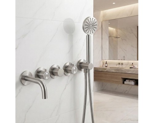 Смеситель термостатический для ванны встраиваемый Benesque Lumiere 11011402 никель брашированный