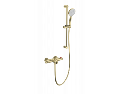Смеситель для ванны с душевым гарнитуром и термостатом Wonzon&Woghand, Брашированное золото