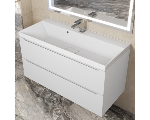 Раковина для ванной 100 см, Uperwood Classic New, белая глянцевая, с накладкой для слива