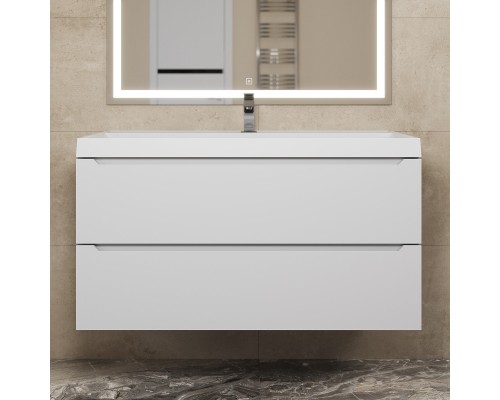 Раковина для ванной 100 см, Uperwood Classic New, белая глянцевая, с накладкой для слива