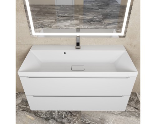 Раковина для ванной 100 см, Uperwood Classic New, белая глянцевая, с накладкой для слива