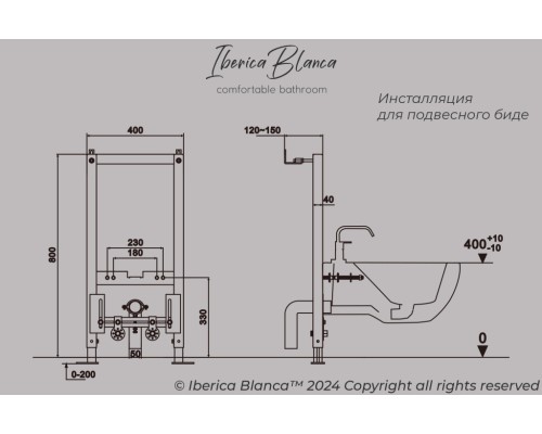 Инсталляция Iberica Blanco Marco Bide для подвесного биде
