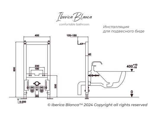 Инсталляция Iberica Blanco Marco Bide для подвесного биде