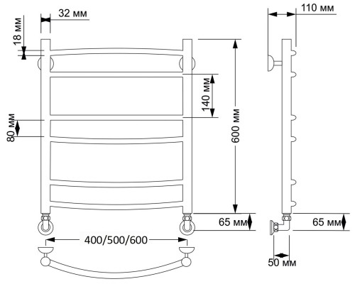 Полотенцесушитель латунный Secado Милан 2 50х60, водяной, бронза