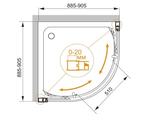 Душевой уголок Cezares MOMENTO-R-2-90-C-Cr