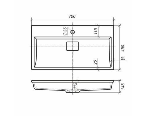 Раковина для ванной 70 см, Uperwood Barsa, белая глянцевая