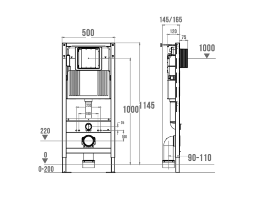 Система инсталляции для унитаза Wonzon&Woghand пневматическая WW-TI743A-H