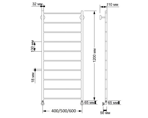 Полотенцесушитель латунный Secado Триада 1 40х120, водяной, бронза