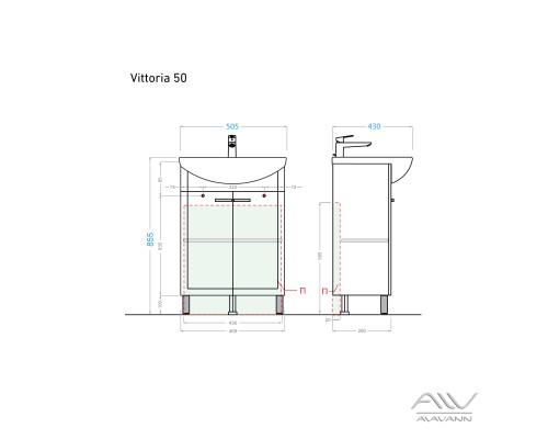 Тумба под раковину Alavann Vittoria 50 белая