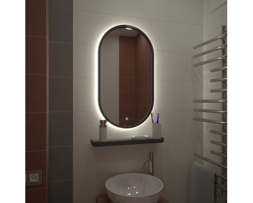 Зеркало Континент Prime 450х800 с подсветкой Серое с сенсорным выключателем