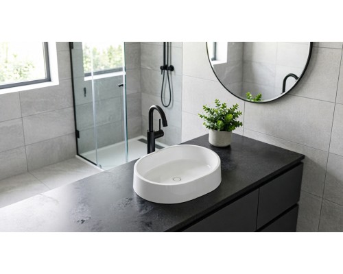 Раковина-чаша из искусственного камня накладная Flere Ornella 56x44x12,5 (белый глянец)