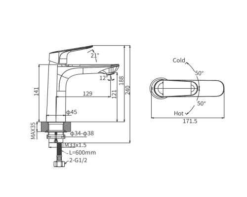 Смеситель на раковину Arrow AG4138CP хром
