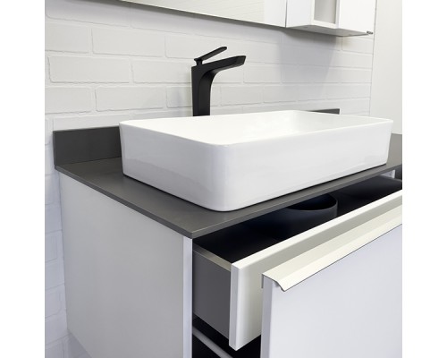 Тумба с раковиной Comforty Милан-120 белая с графитовой столешницей Comforty 78189