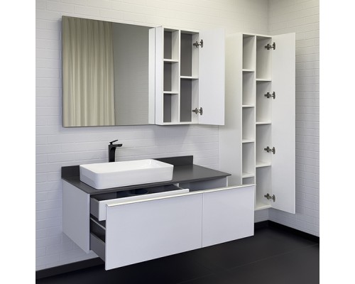 Тумба с раковиной Comforty Милан-120 белая с графитовой столешницей Comforty 78189