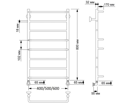 Полотенцесушитель латунный Secado Верона 1 40х80, водяной, бронза