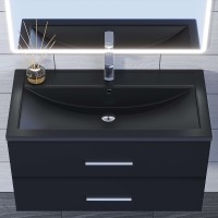 Раковина для ванной кварцевая Uperwood Foster Quartz 90х45,5х17,5, черная матовая, космос