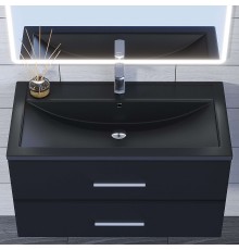 Раковина для ванной кварцевая Uperwood Foster Quartz 90х45,5х17,5, черная матовая, космос