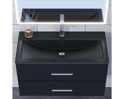 Раковина для ванной кварцевая Uperwood Foster Quartz 90х45,5х17,5, черная матовая, космос