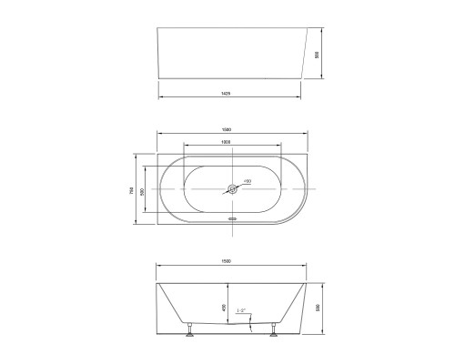 Ванна акриловая Vincea VBT-402-1500L 1500x750x580 белый левая со сливом хром