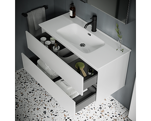 Тумба под раковину SANCOS Urban 1190х450х550 1W, c двумя ящиками, белый глянец Тумба под раковину SANCOS Urban 1190х450х550 1W, c двумя ящиками, белый глянец
