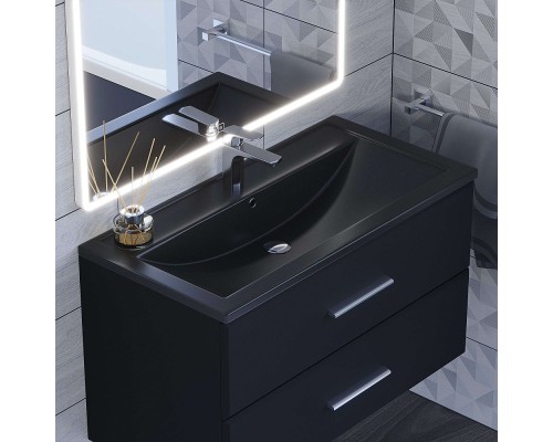 Раковина для ванной кварцевая Uperwood Foster Quartz 90х45,5х17,5, черная матовая, космос