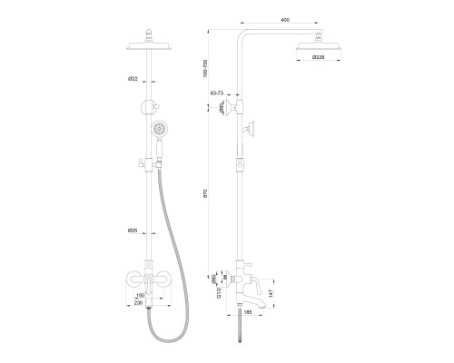 Душевая система Wonzon&Woghand, Черный матовый