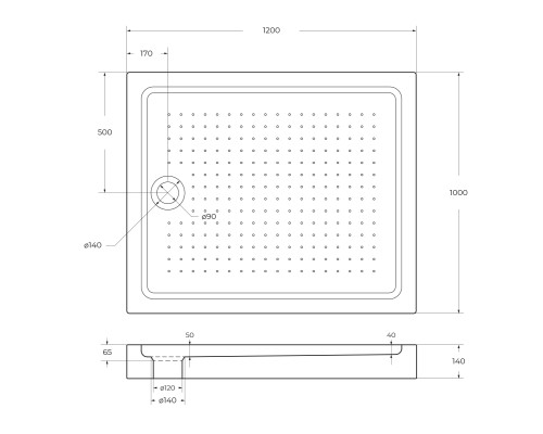 Акриловый поддон для душа BelBagno Tray 120x100 TRAY-BB-AH-120/100-15-W Белый