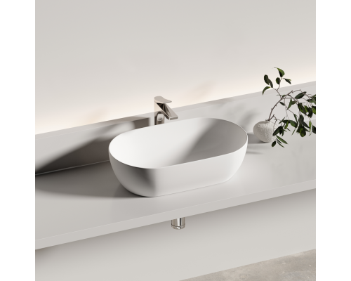 Раковина Ceramicanova Твист (Twist) накладная овальной формы 500x300x140 белый матовый